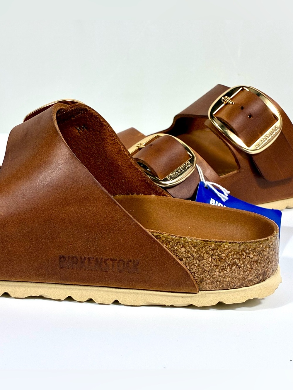 Birkenstock Arizona Big Buckle Slide Sandals Oiled Leather Antique Cognac 40EU - Picture 13 of 17